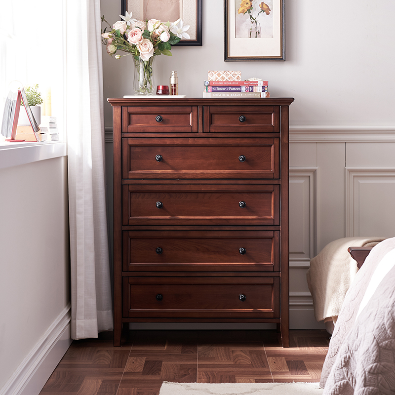 和年美家美式乡村卧室实木六斗柜