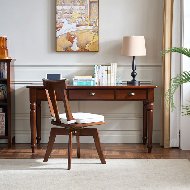 和年美家美式书桌办公实木电脑桌