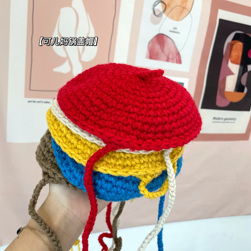 可爱风手工毛线复古婴儿贝雷帽