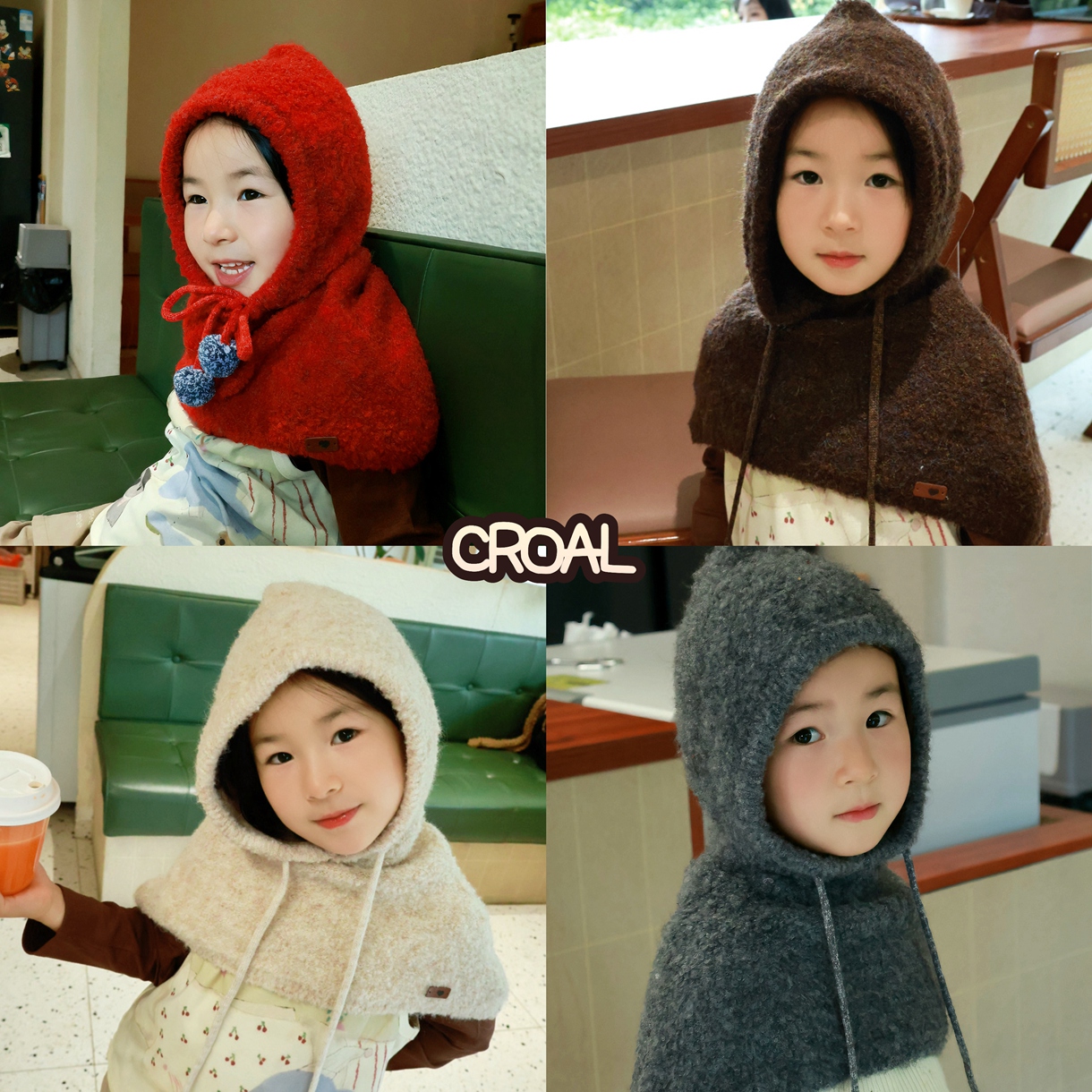 可爱儿童护耳帽子针织外套婴儿披肩洋气男女宝宝防风斗篷春秋冬季