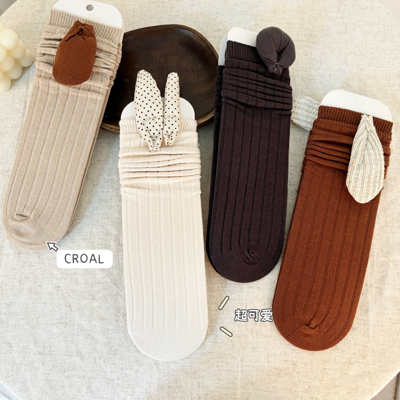 春秋韩国男女童小腿袜可爱小兔子公仔儿童中筒袜童袜女童公主袜