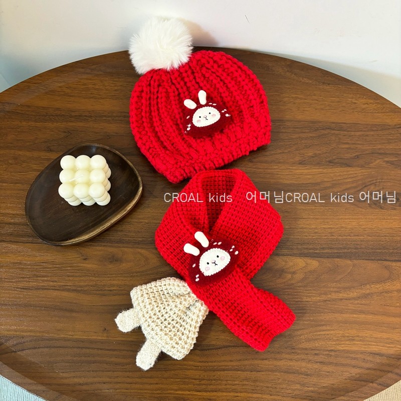 可爱兔子冬季女童新年红色毛线帽儿童帽子围巾套装宝宝保暖针织帽,童装/婴儿装/亲子装,多件套 帽子、围巾、手套等组合,淘宝优惠券,粉丝福利购,淘宝优惠卷