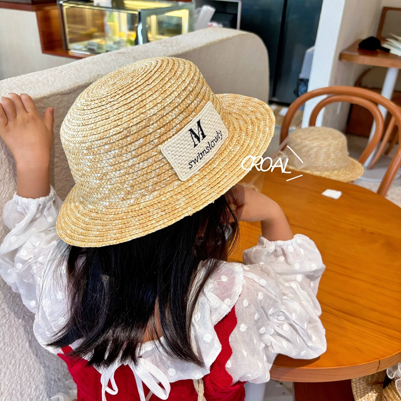儿童草帽女童遮阳帽夏季宝宝帽子防晒帽编织幼儿渔夫帽太阳男春秋