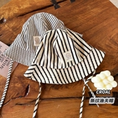 ins婴儿帽子春夏薄款 遮阳防晒条纹渔夫帽韩小童宝宝出游百搭盆帽