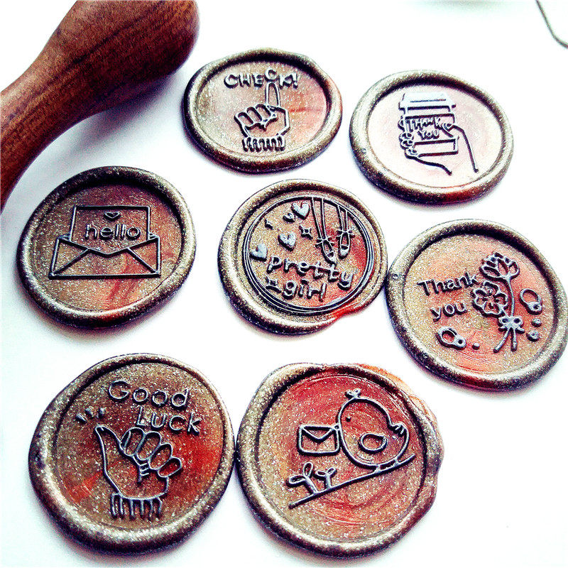 寻章 手势小鸟信封 鲜花 女孩 火漆封印火漆印章手帐 新款祝福语