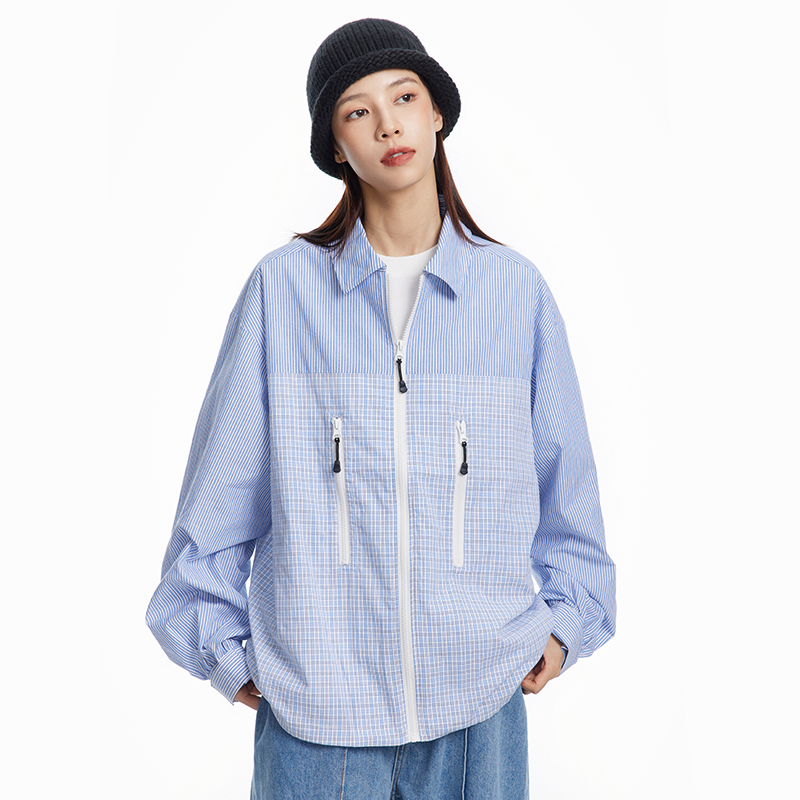 STRIIS窗外风景翻领轻薄拉链衬衫