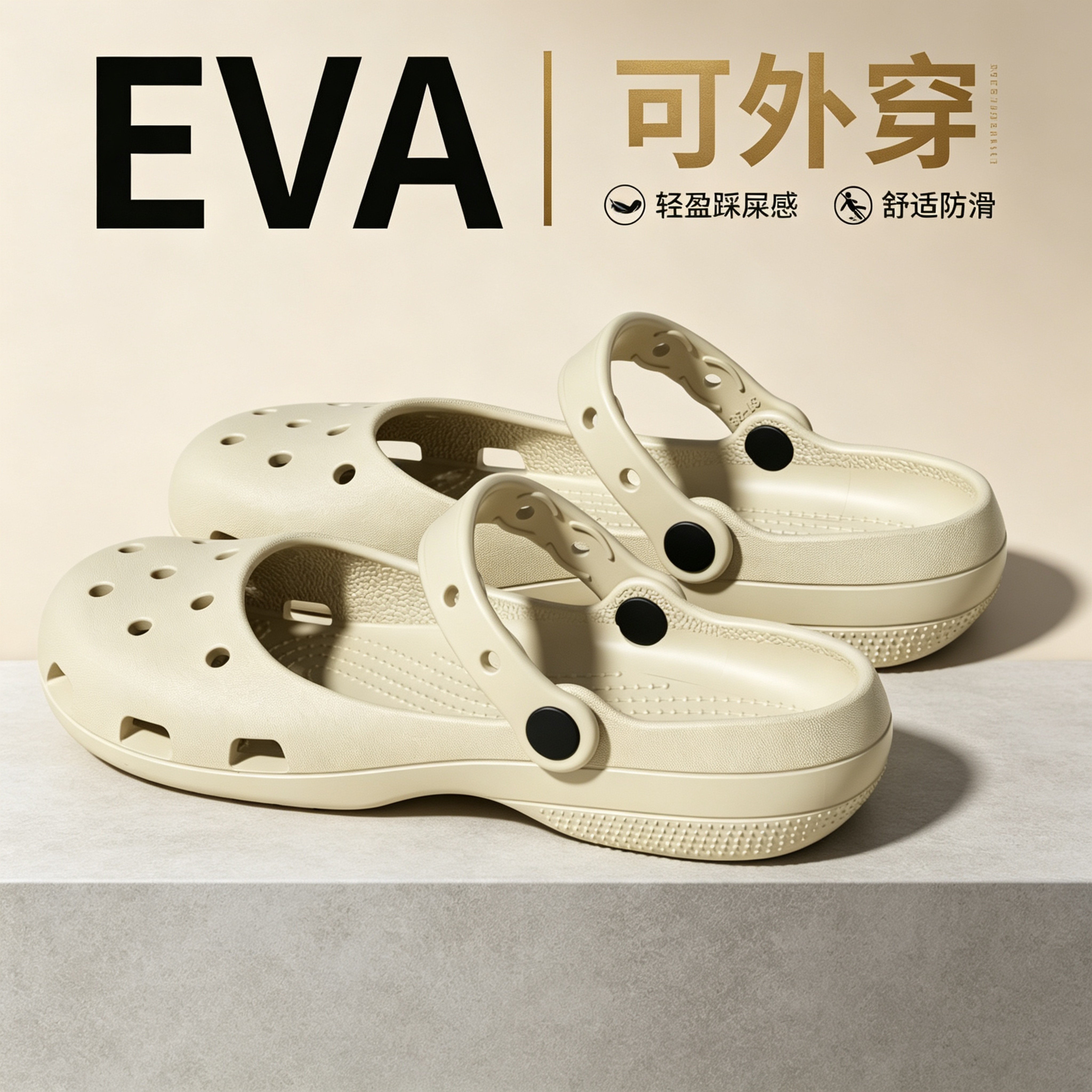 夏季新款eva芭蕾瑜伽洞洞鞋女款包头沙滩防滑鞋耐磨透气护士凉拖