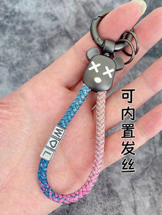 钛钢字母青丝钥匙扣发丝高档手工编织情侣汽车定制一缕青丝送男友