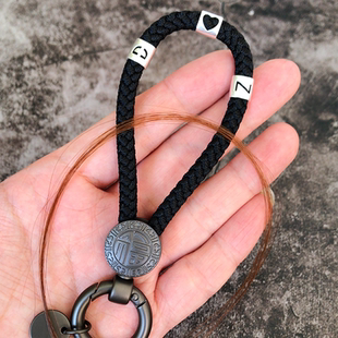 纯银925字母转运珠一缕发青丝钥匙扣高档手工汽车情侣情人节礼物