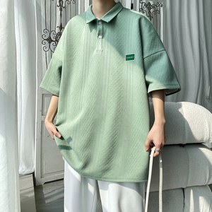 2023夏季重磅高克针织提花ins盐系男士短袖T恤POLO衫 T9907-P45图片