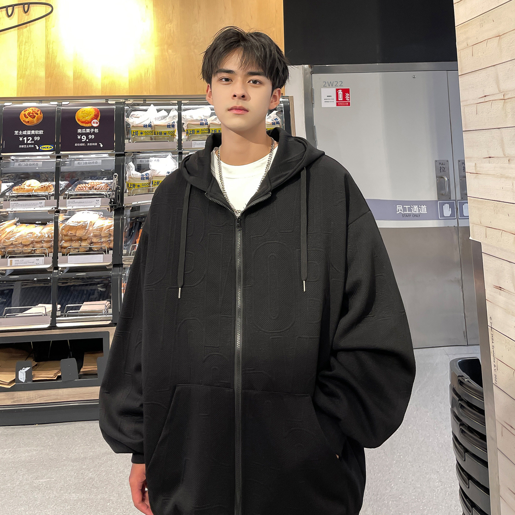 2025春款潮牌时尚男士开衫卫衣提花连帽卫衣外套WY633-P50，女装短外套，电商A006