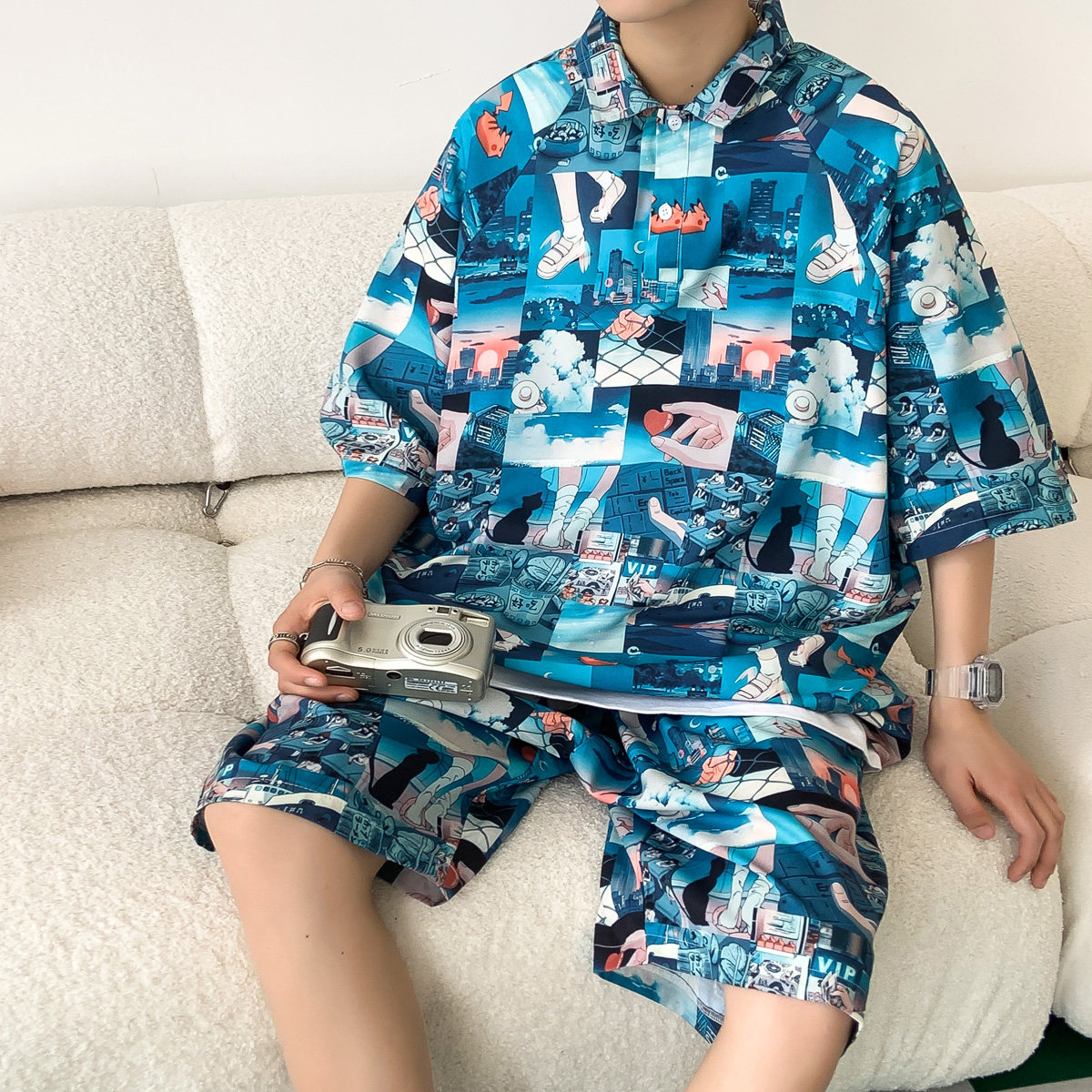 2025夏季新款休闲短袖套装短裤POLO衫运动套装T825-P65控88元,男装牛仔裤,电商A006