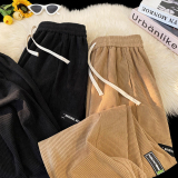 2025春装新款立体剪裁男士休闲裤时尚贴标灯芯绒束脚裤K6697-P45，男装休闲裤，电商A006