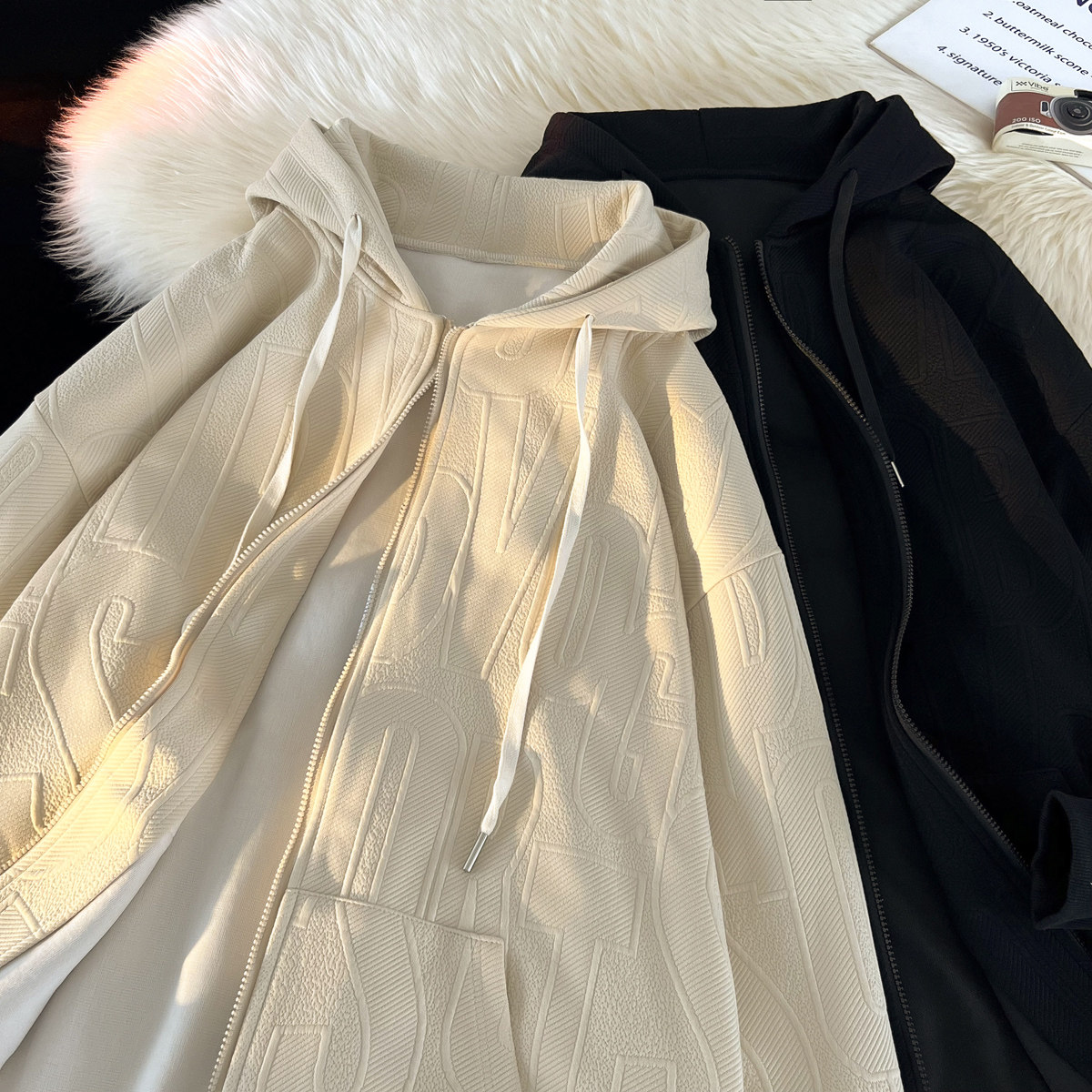 2025春款潮牌时尚男士开衫卫衣提花连帽卫衣外套WY633-P50，女装短外套，电商A006