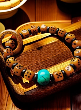 西藏式牦牛骨骰子手串骨头保平安