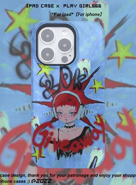 PlayGirl欧美涂鸦朋克美式摇滚个性小众手机壳适用苹果iPhone14/13/xr磨砂亮面全包边安卓型号定制原创菲林