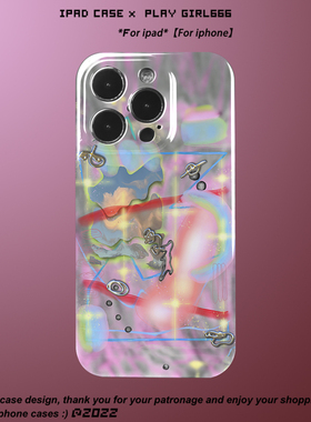 PlayGirl波普撞色酸性艺术设计未来感手机壳imd全包软壳适用于苹果15iPhone14pro安卓型号定制原创亮面菲林壳