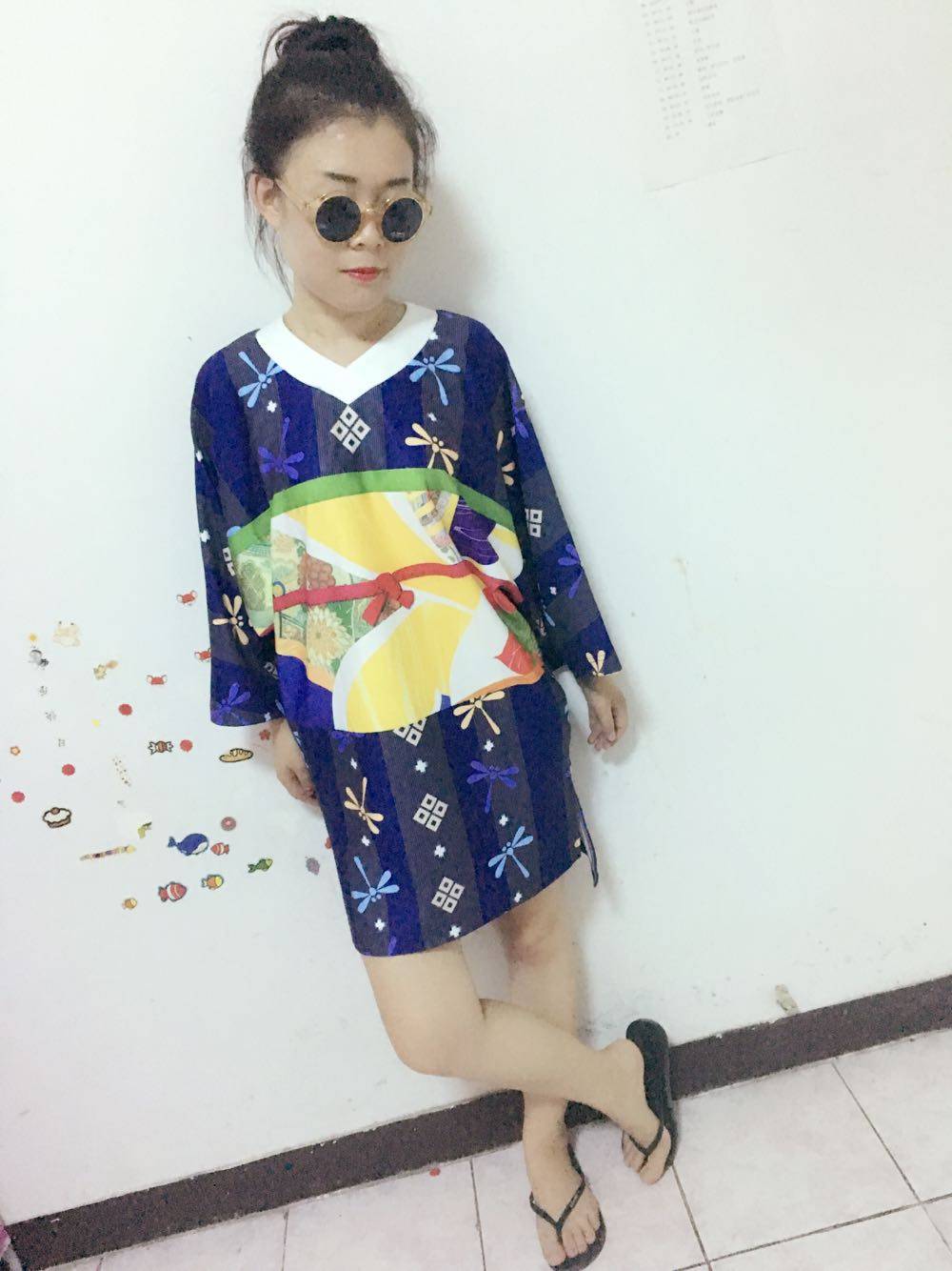 范范家时尚宽松显瘦短裙日式和服连衣裙女