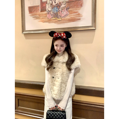 绘里子皮毛一体短袖毛毛外套