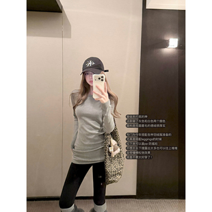 T恤打底衫 正肩长款 收腰慵懒松弛 磨毛德绒修身 AshySnow内搭天菜