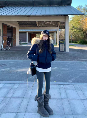 Ashy Snow  冬日b备 发热绒保暖显瘦精梳棉哑光打底裤女紧身裤冬