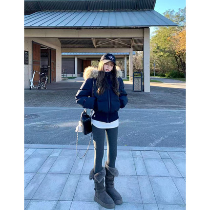 Ashy Snow  冬日b备 发热绒保暖显瘦精梳棉哑光打底裤女紧身裤冬