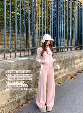 Ashy Snow主推！超舒服暖绒立领拉链卫衣长裤套装休闲竖纹肌理