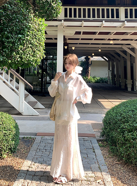 Ashy Snow 蕾丝美学 白刺绣天丝浪漫长款鱼尾半身裙法式浪漫鱼尾