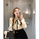 衬衫 Miu系少女丝绒织带蕾丝花边内搭打底长袖 女 Snow加绒哦 Ashy