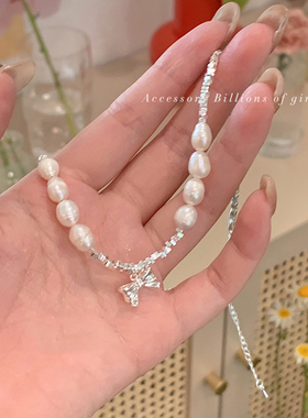 蝴蝶结2024新款银色项链