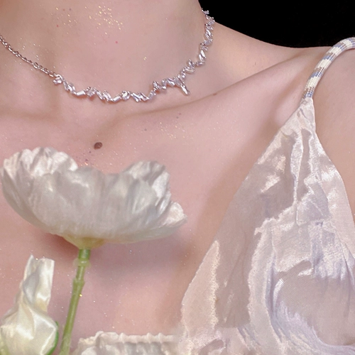 Ретро цирконий, подвеска, модная цепочка до ключиц, французский ретро стиль