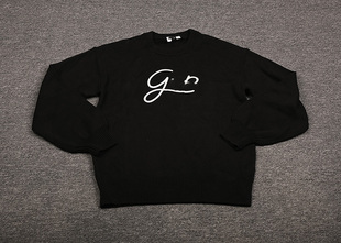 G家女装全棉密实立体字母刺绣圆领套头打底毛衣通勤灯笼袖针织衫3