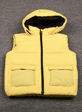 C家版衫男女童帽子可拆卸加厚保暖工装式马甲背心坎肩