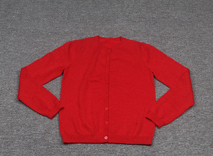 春秋女童贝家金银线设计圆领长袖针织开衫毛衣