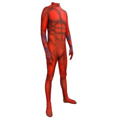 成人男款漫画猩红蜘蛛连体紧身衣 Spiderman Cosplay扮演服