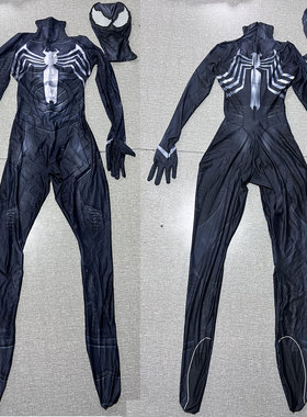 万圣节男款毒液蜘蛛侠连体紧身衣Spiderman Symbiote Cos战衣服