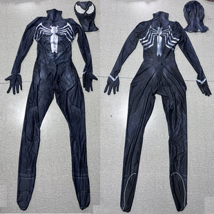 万圣节男款毒液蜘蛛侠连体紧身衣Spiderman Symbiote Cos战衣服