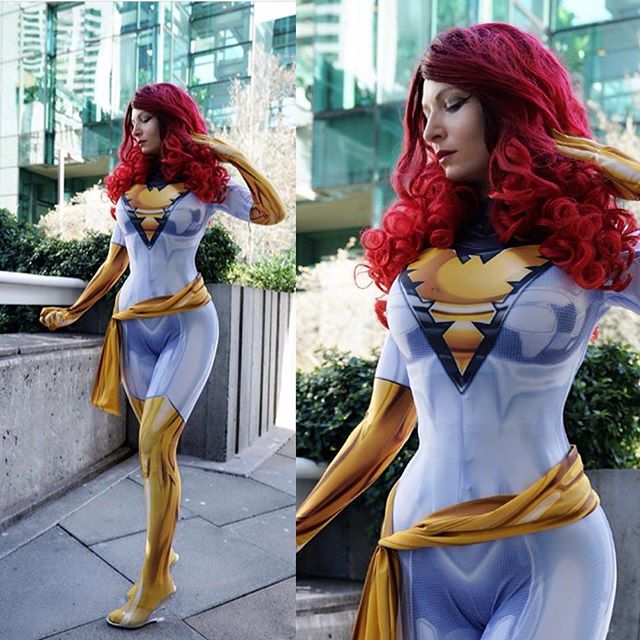 白色X战警黑暗凤凰女连体紧身衣Dark Phoenix Jean Grey Cosplay
