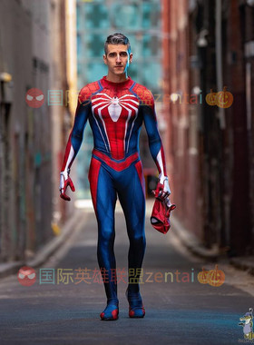 成人儿童动漫电影游戏Spiderman Cos男款PS4蜘蛛侠战衣连体紧身衣