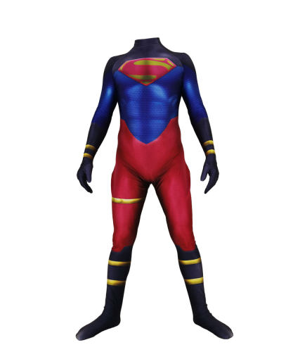 成人儿童DC漫画正义联盟蓝色肌肉超人连体紧身衣Superman Cosplay - 封面