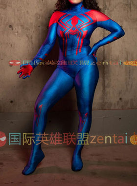 成人女款2099蜘蛛侠连体紧身衣Spiderman Cosplay扮演服 没有头套