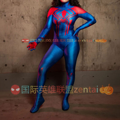 成人女款2099蜘蛛侠连体紧身衣Spiderman Cosplay扮演服 没有头套