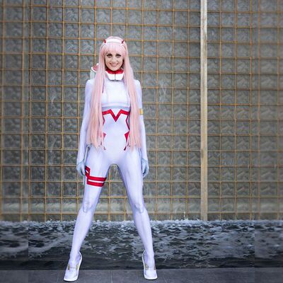 女款白色Zero Two 02 DARLING in the FRANXX Cosplay连体紧身衣