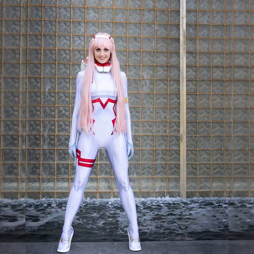 女款白色Zero Two 02 DARLING in the FRANXX Cosplay连体紧身衣