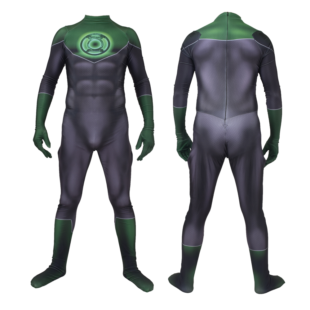 成人儿童绿灯侠紧身衣Green Lantern cosplay连体紧身衣Zentai服