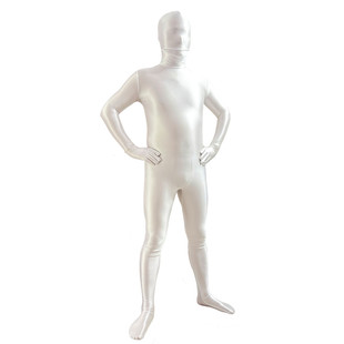 成人男款白色油光布单色打底全包连体紧身衣Zentai Cosplay衣服