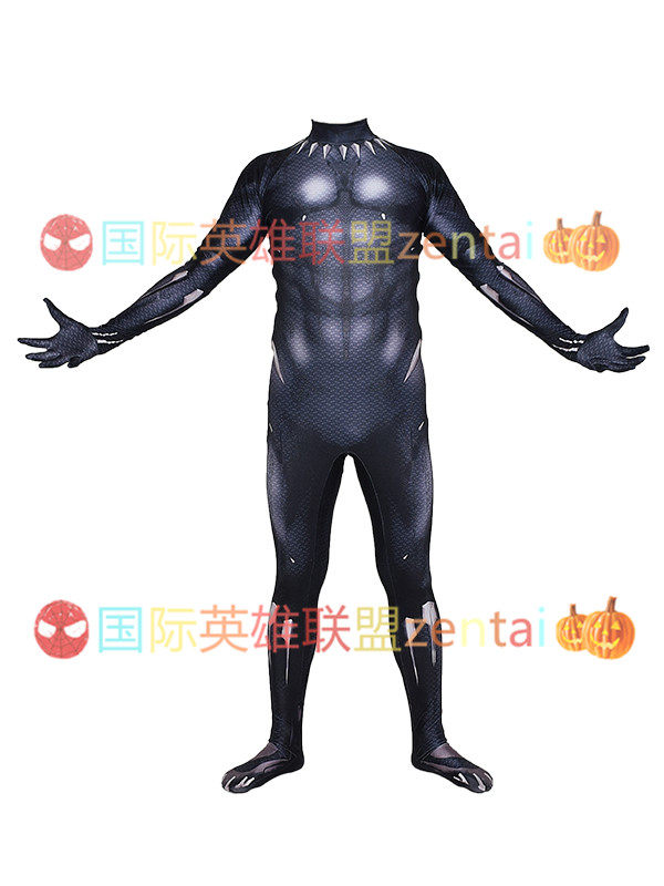 2018新款黑豹肌肉版超级英雄cosplay连体紧身衣zentai 面具 头盔