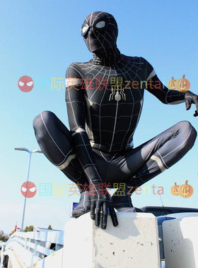 成人儿童英雄远征黑色内战Spiderman Cos蜘蛛侠战衣连体紧身衣