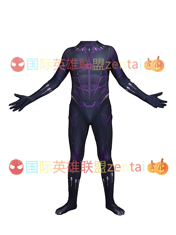 男款特查拉黑豹闪电版连体紧身衣Cos角色扮演套装 头盔 面具