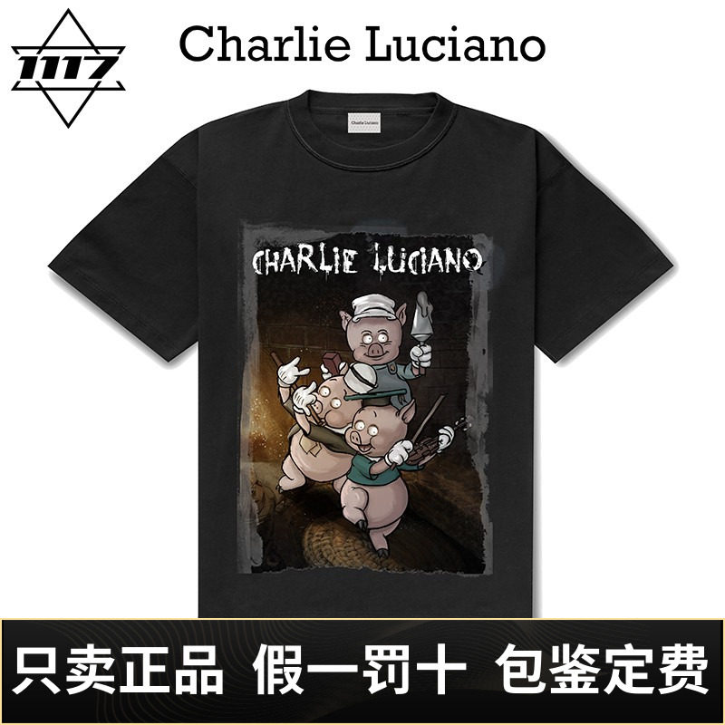 Charlie Luciano三只小猪cl暗黑童话男女情侣潮牌半袖短袖T恤tee